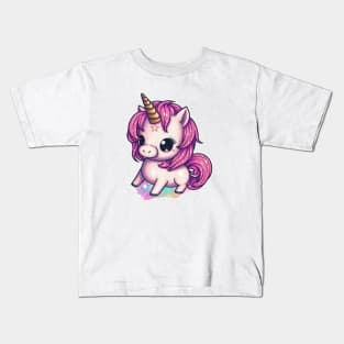 Cute Pink Unicorn Kids T-Shirt